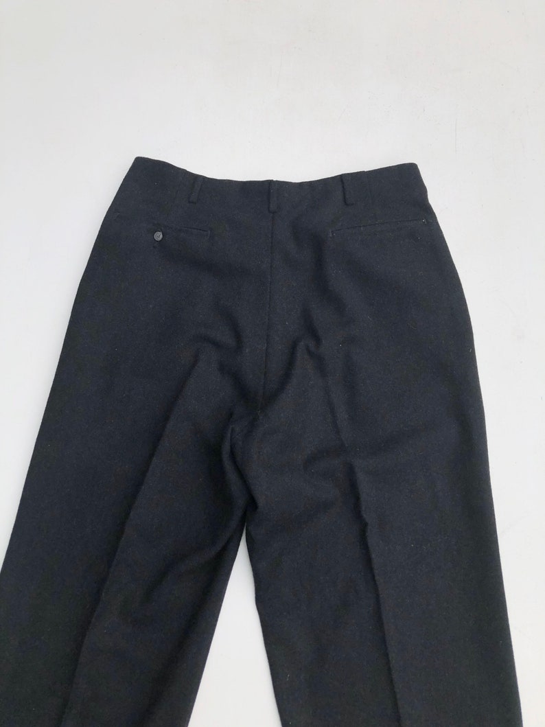 1950s Black Wool Pleated High Waist Trousers 32\u201d