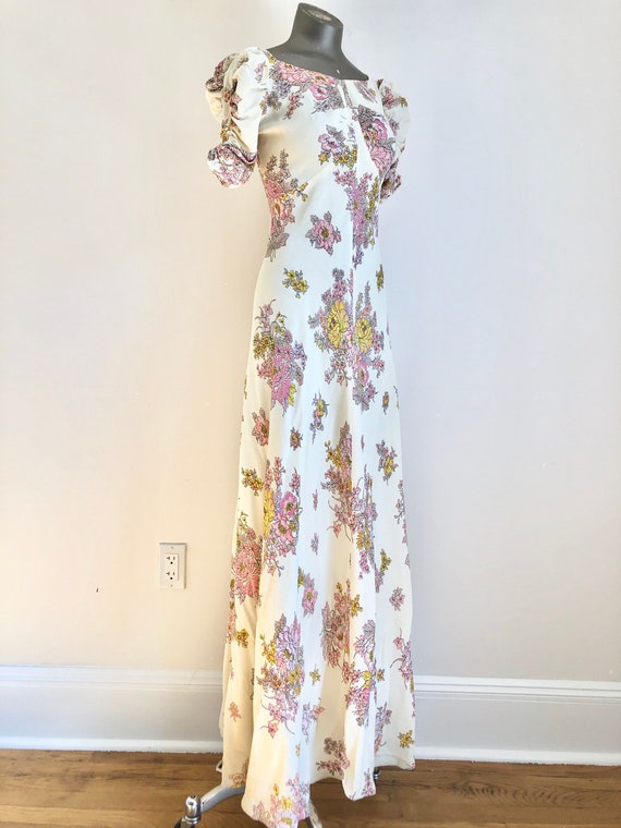 Bohemian Dress Bias Cut Floral Dress 1970s Floral Dress Size Medium