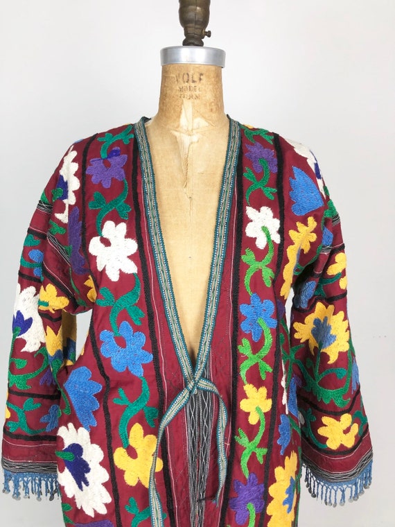 1970s Heavily Embroidered Uzbek Suzani Chapan S - image 6