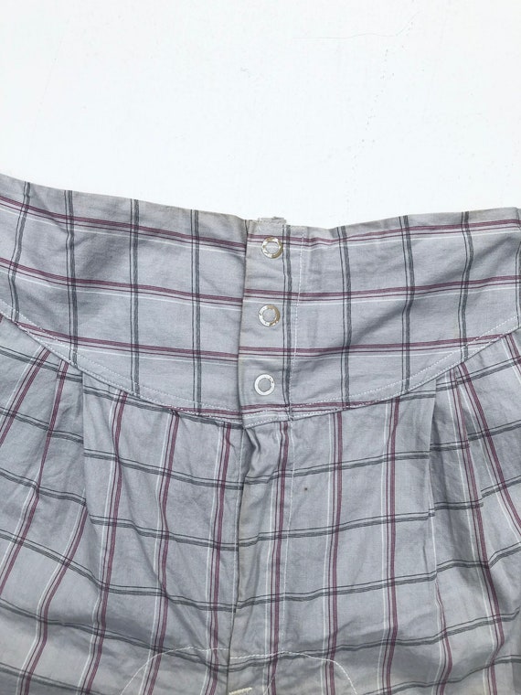 1940s Grey Plaid Cotton Boxer Shorts 29” - image 4