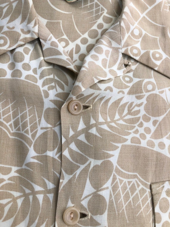 1940s Berktowne Tan and White Floral Rayon Gabard… - image 3