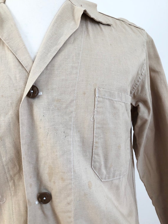 1930s Ivory Cotton Duster Jacket M - image 3