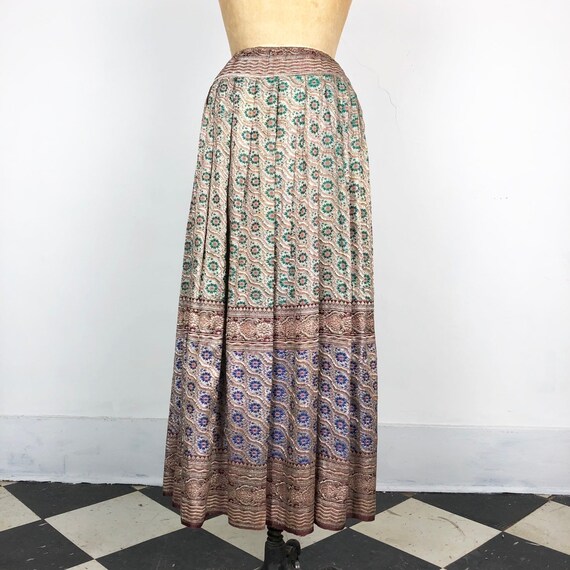 1960’s All Metallic Jacquard Indian Pleated Maxi … - image 1