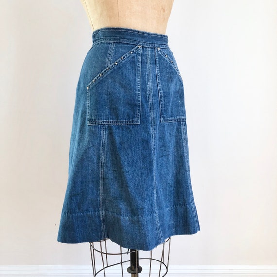 Killer 1940s Studded Denim Skirt 27”