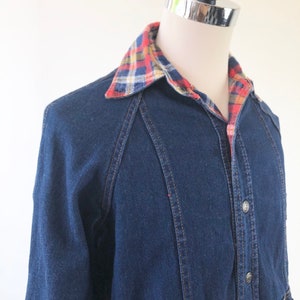 CUTE 1980s Flannel Collar Stranger Things Denim Jacket M image 4