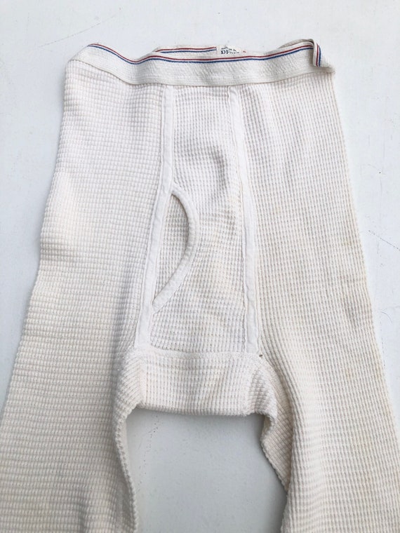 1960s White Waffle Thermal Long Johns  S M - image 2