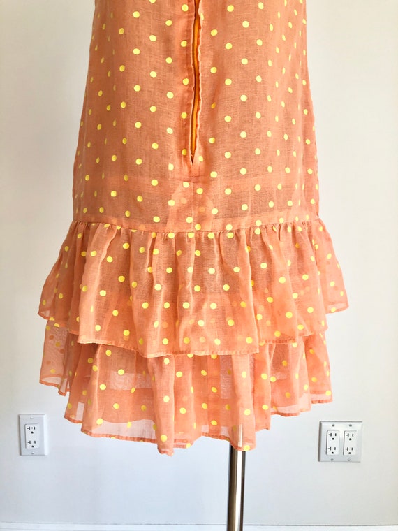 1960s Orange Polka Dot Skirt Ruffle Romper S - image 7