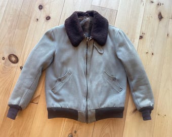 Vintage 1940s Faded Brown Monarch Whipcord Bomber Jacket S M