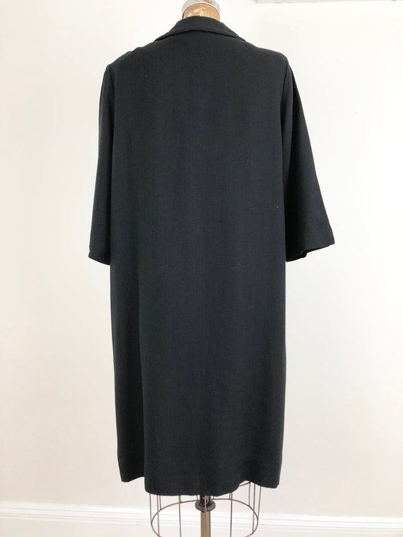 1950s Black Linen Duster Coat M - image 6