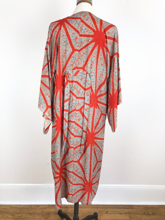 1940s Dyed Orange and Grey Silk Kimono S M - image 6