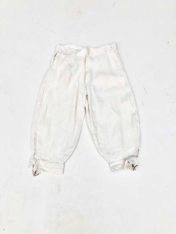 1910s or 1920s White Linen Breeches 28”