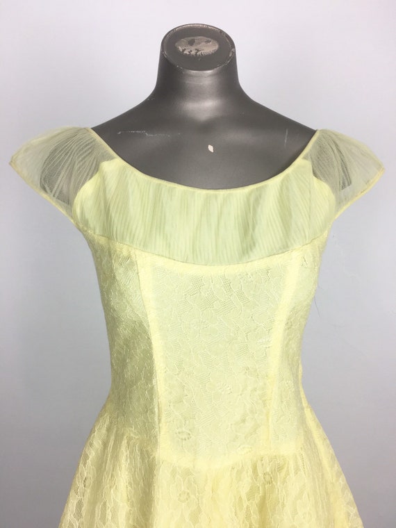 Fabulous 1950s Butter Lace Party Dress S - image 4