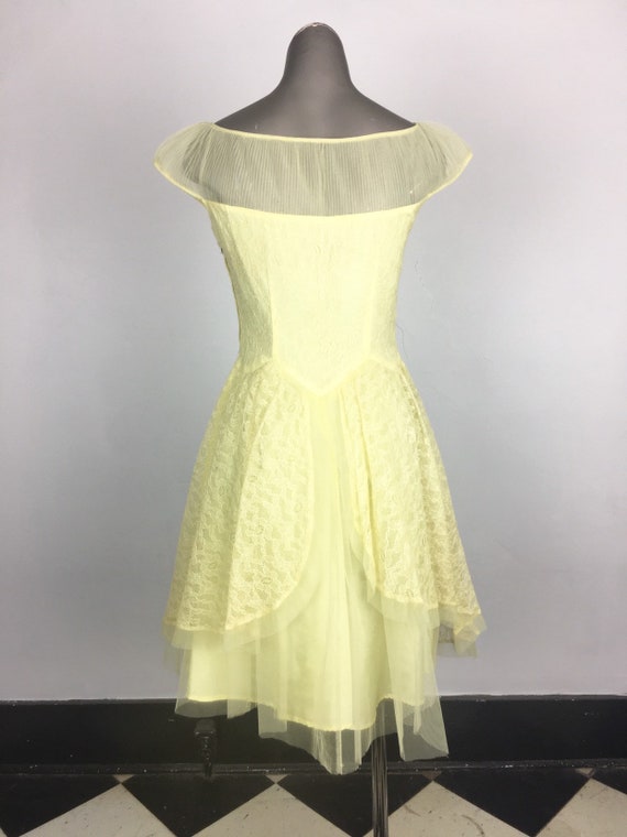 Fabulous 1950s Butter Lace Party Dress S - image 6