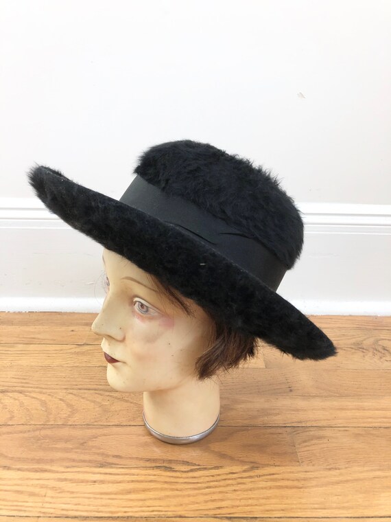 1940s Knox Fuzzy Black Felt Fedora Hat 6 3/4 - image 2