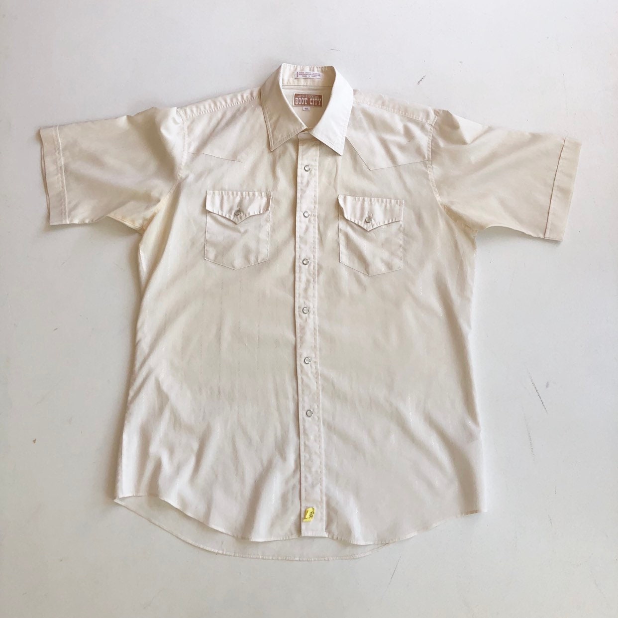 1970s Ivory Short Sleeve Western Shirt 