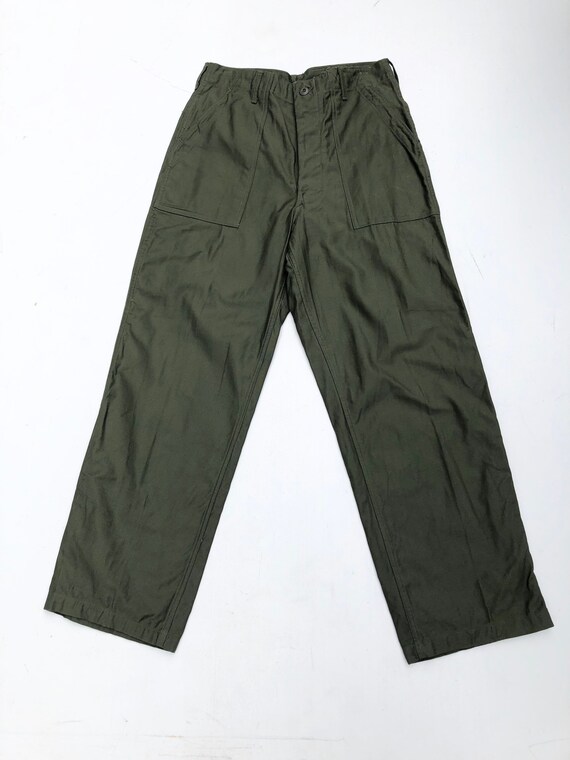 1970s Army OG-107 Sateen Trousers 28”