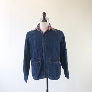 CUTE 1980s Flannel Collar Stranger Things Denim Jacket M image 2