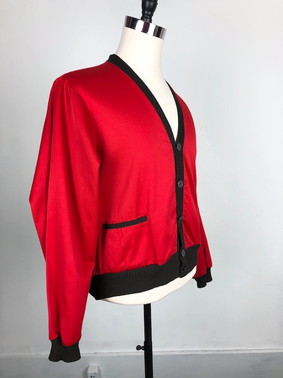 1950's McGregor Red Cotton Cardigan Jacket L - image 2