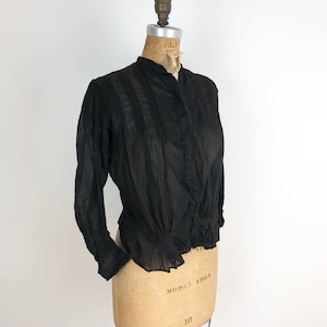 Antique Victorian Black Cotton Blouse S