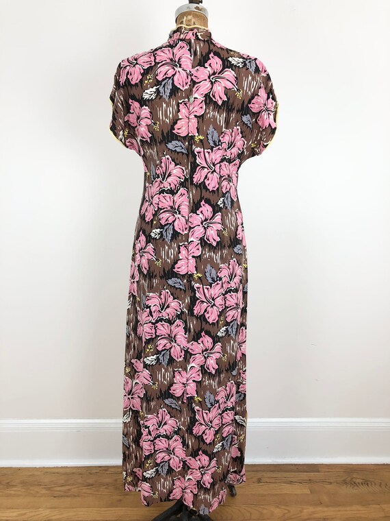 1940s Pink Hibiscus Print Cold Rayon Liberty Hous… - image 3