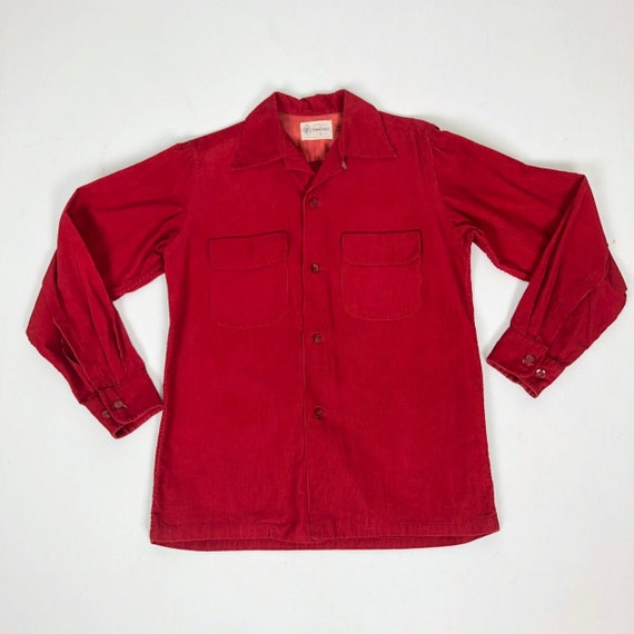 1950s Penny’s Towncraft Red Corduroy Loop Collar S