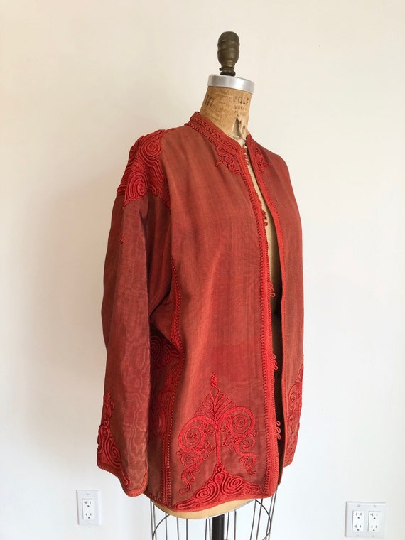 INCREDIBLE 1970s Orange Indian Soutache Jacket M