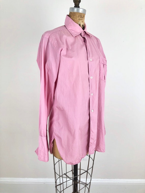 1960s Regency Pink Cotton Dress Shirt M