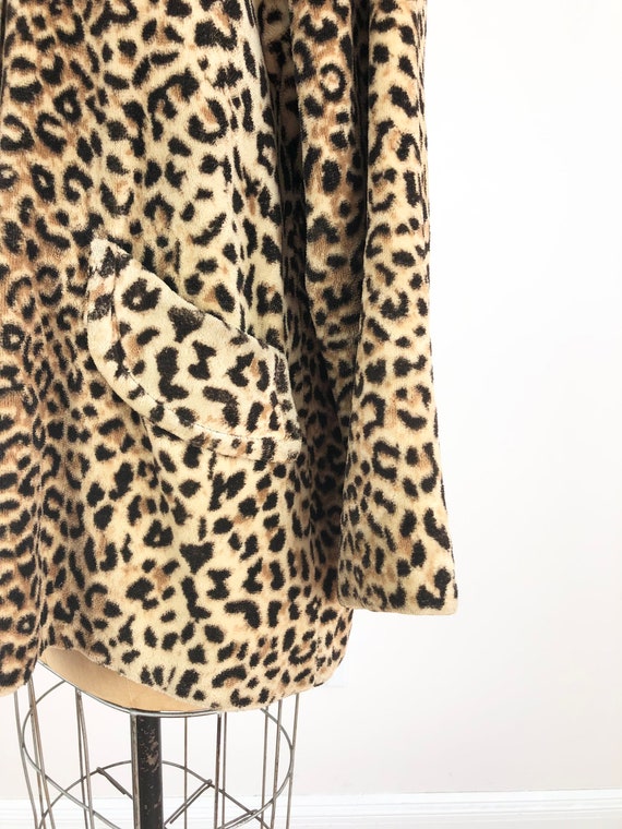 1960s Leopard Faux Fur Velveteen Swing Coat M - image 5