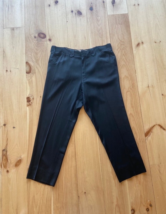 1950s Black Westerner Rayon Gabardine Pants 40" W… - image 1