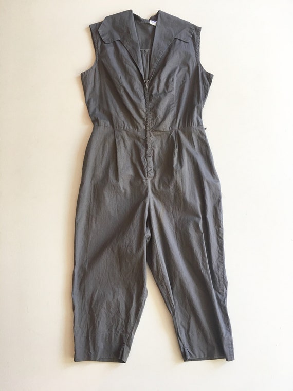 Fabulous 1950s Grey Cotton Jumpsuit M