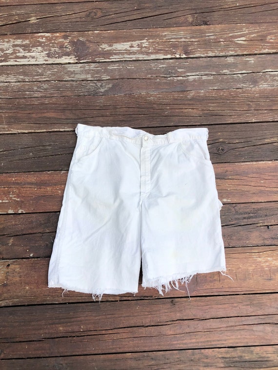 1970s Madewell White Cotton Cutoff Carpenter Short