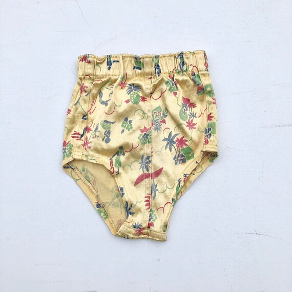 1940’s Childs Tiki Print Rayon Satin Swim Briefs