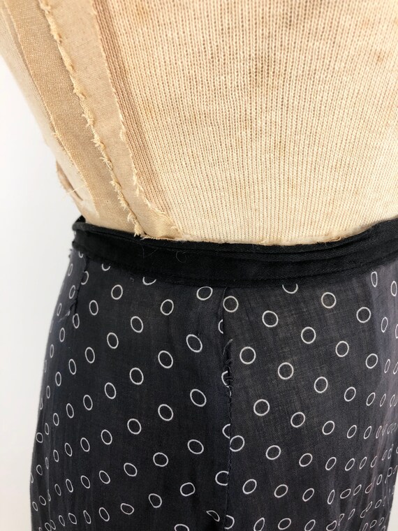 Antique 1800s Black Polka Dot Cotton Maxi Skirt L - image 8