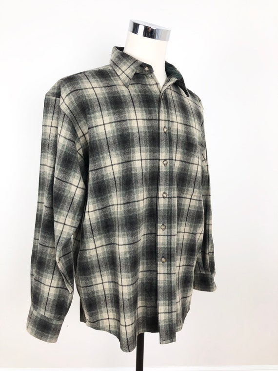 1990s Pendleton Shadow Plaid Wool Flannel XL