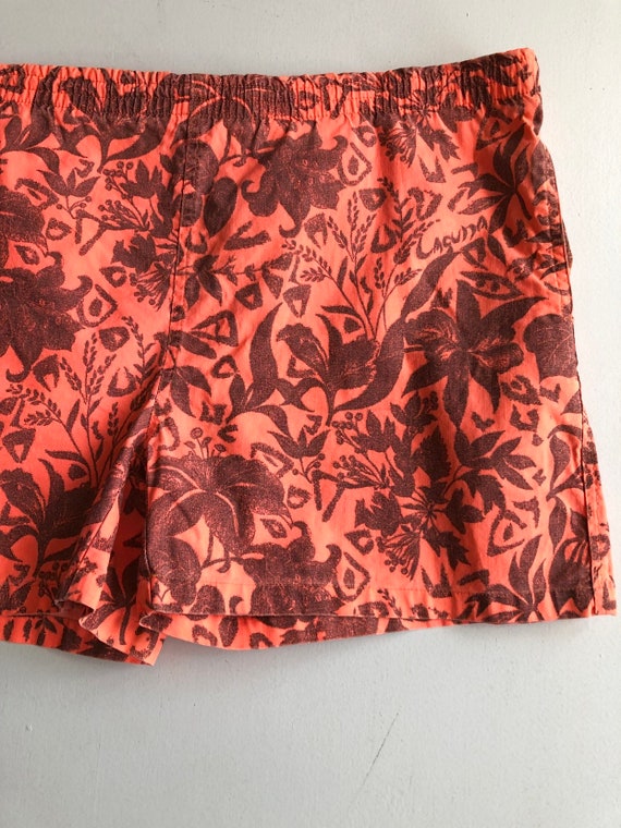 1990s Laguna Orange Floral Swim Trunks L - image 8