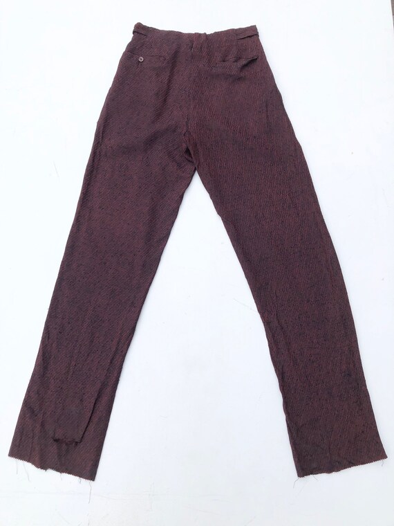 GREAT 1950’s Black and Red Woven Trousers 28” - image 7