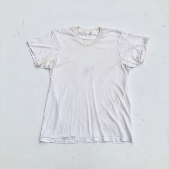 1960s Nylon Knit White Tshirt S