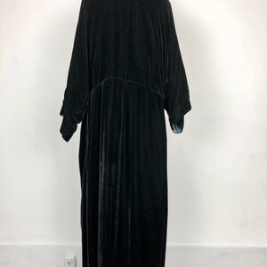 1920s Black Silk Velvet Striped SIlk Duster Coat S image 8