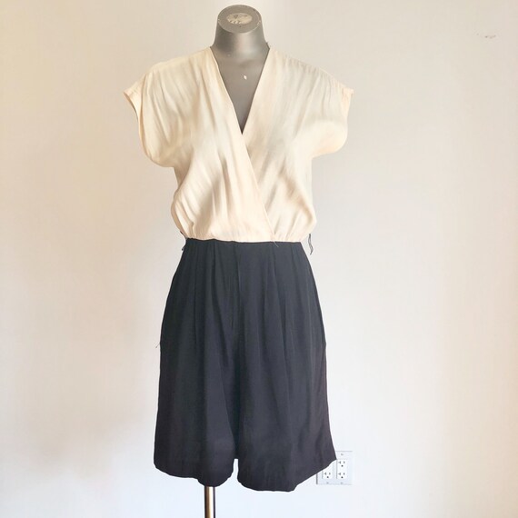 CUTE 1990s White and Black Rayon Romper S - image 2