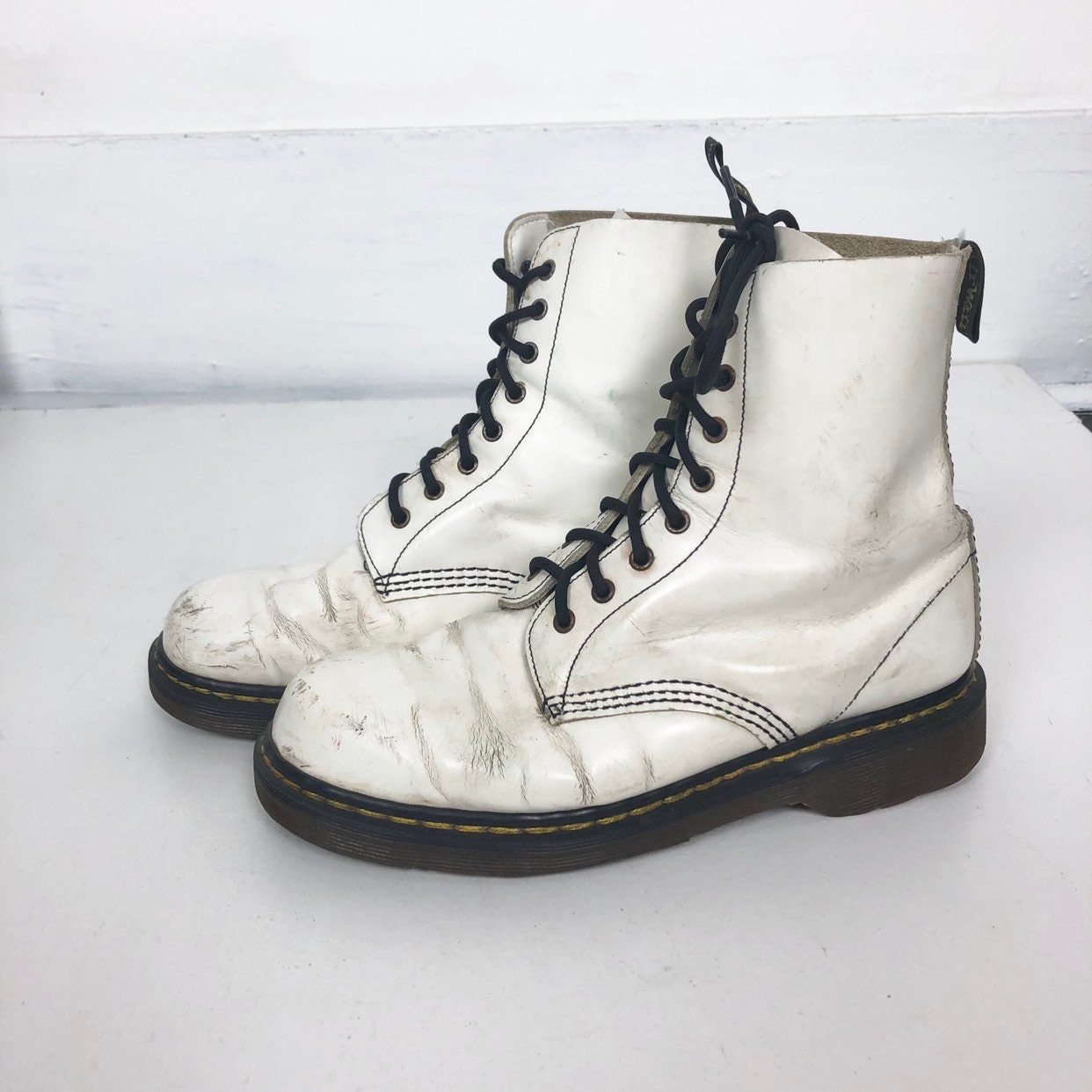 1990s White Leather Lace Doc Marten Boots 7 Mens 8.5 Women | Etsy
