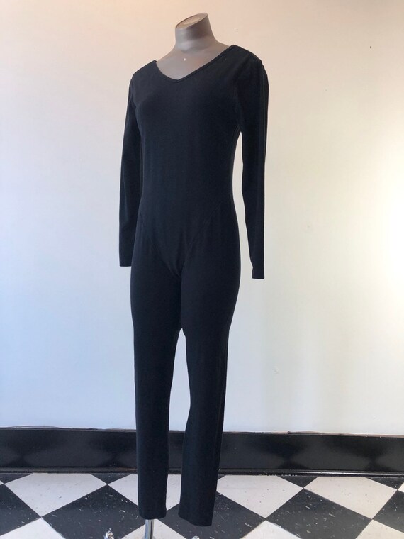 HOT 1990s Organic Cotton Black Knit Catsuit M
