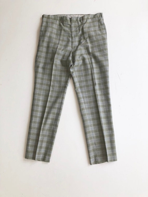 1960s Plaid Lee Leisure Trousers 34” Waist
