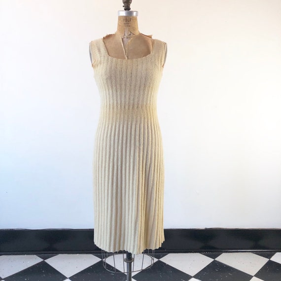 1920’s Ivory Knit Wool Dress S