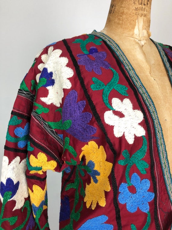 1970s Heavily Embroidered Uzbek Suzani Chapan S - image 4