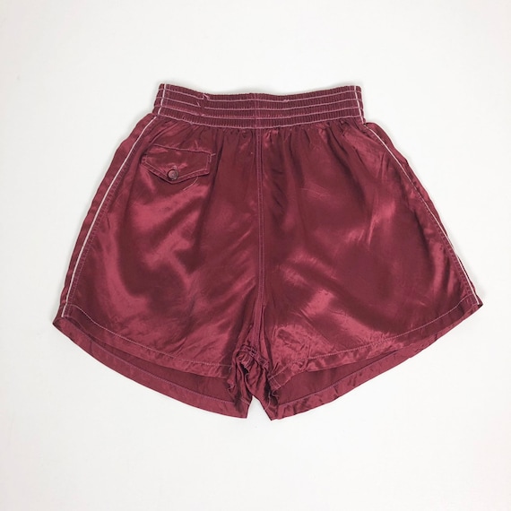 Fabulous 40s Burgundy Rayon Satin Swim Trunks S