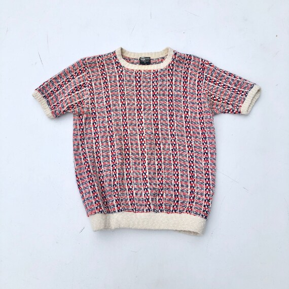 1950s Arrow Short Sleeve Red White Blue Knit Sweat