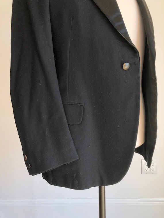 1920s Black Wool Tuxedo Jacket with Silk Lapels S - image 5