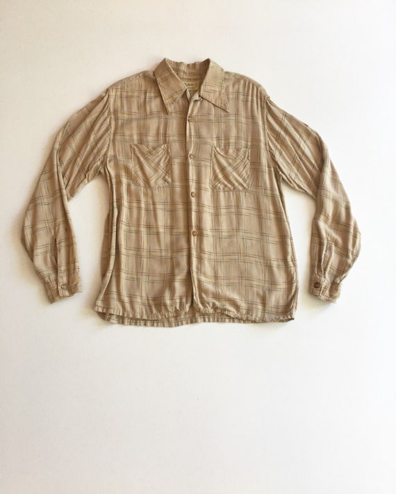 KILLER 1940s Plaid Rayon Shirt M