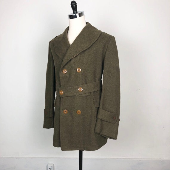 1940s Stern Brothers Olive Green Wool Peacoat M | Etsy