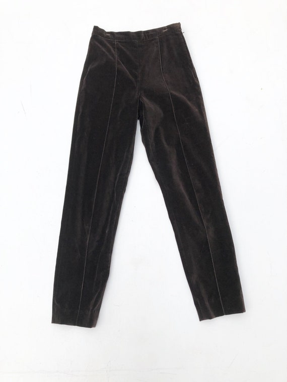 1990s Valentino Brown Velvet Leggings 26”